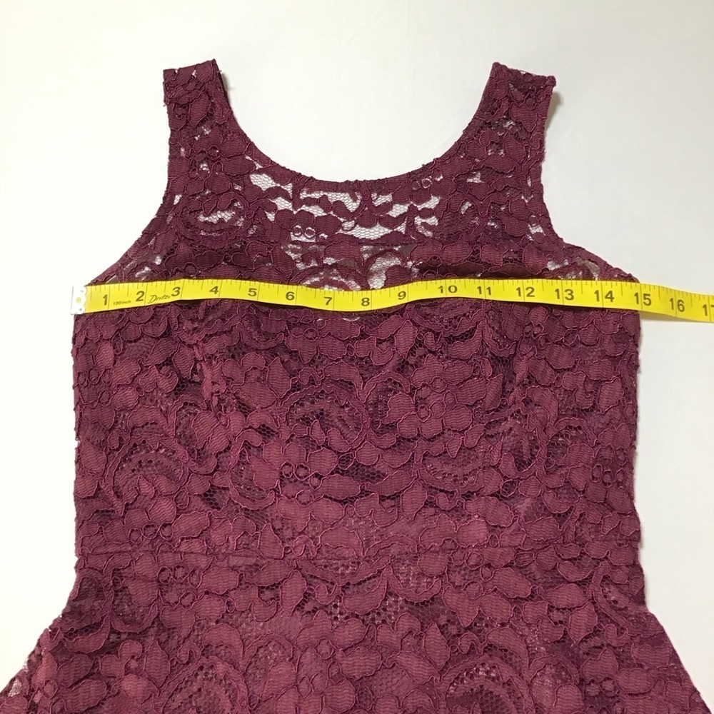 David's Bridal Lace Mini Dress - Deep Burgundy - Picture 12 of 13